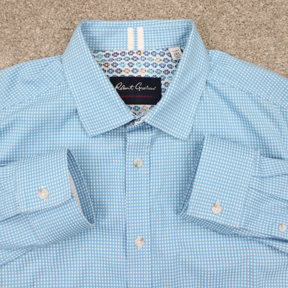 Robert Graham Modern Americana Shirt Adult 2XL XXL Blue Tailored Fit L/S Button - Picture 1 of 12